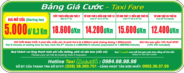 Bảng giá cước Taxi Mai Linh cập nhật 1 – 2019