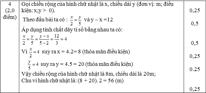 Đáp án đề thi 8 tuần kì 1 Toán 7 bài 4