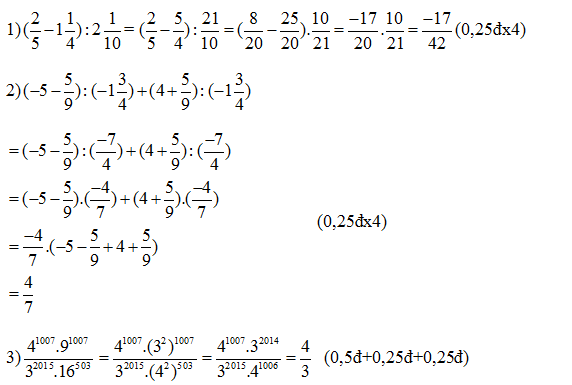 Đáp án đề thi giữa kì 1 toán 7 bài 1