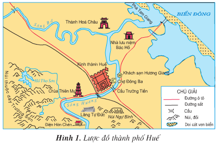 Quan sát hình 1, em hãy cho biết nếu đi thuyền trên sông Hương, chúng ta có thể đến thăm những địa điểm du lịch nào của thành phố Huế?