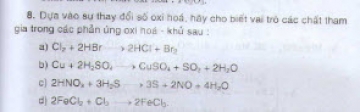 Bài 8 trang 90 sgk hoá học 10