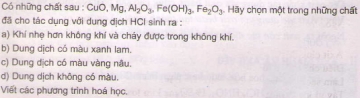 Bài 2 trang 14 sgk hóa học 9