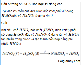 Câu 5 trang 55  SGK Hóa học 11 Nâng cao