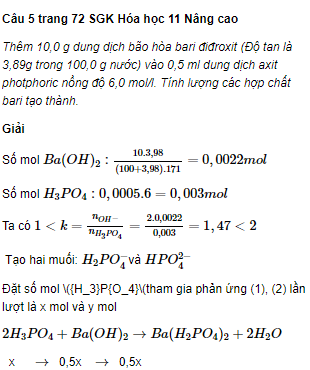 Câu 5 trang 72 SGK Hóa học 11 Nâng cao