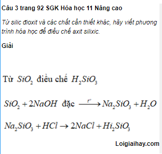 Câu 3 trang 92 SGK Hóa học 11 Nâng cao