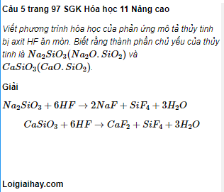 Câu 5 trang 97 SGK Hóa học 11 Nâng cao