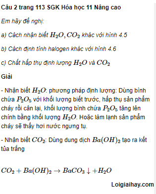 Câu 2 trang 113 SGK Hóa học 11 Nâng cao