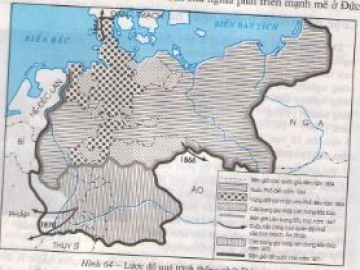 Dựa vào lược đồ, trình bày diễn biến chính của quá trình thống nhất Đức