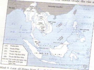 Dựa vào lược đồ (Hình 9), trình bày những nét chính về quá trình xâm lược của các nước đế quốc ở Đông Nam Á