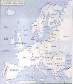 Dựa vào lược đồ trên, hãy so sánh sự thay đổi lãnh thổ các nước châu Âu năm 1923 với năm 1914