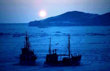 Đoàn thuyền đánh cá trên biển trong đêm trăng trong Đoàn thuyền đánh cá của Huy Cận