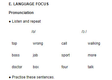 Language Focus - Unit 4 trang 52 SGK Tiếng Anh 10