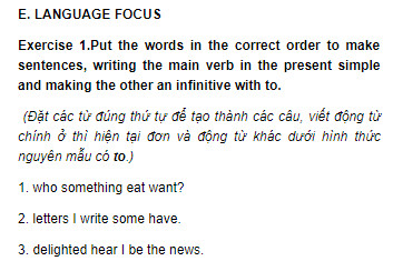 Language Focus - Unit 1 trang 19 SGK Tiếng Anh 11