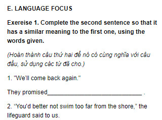 Language Focus - Unit 5 trang 63 SGK Tiếng Anh 11