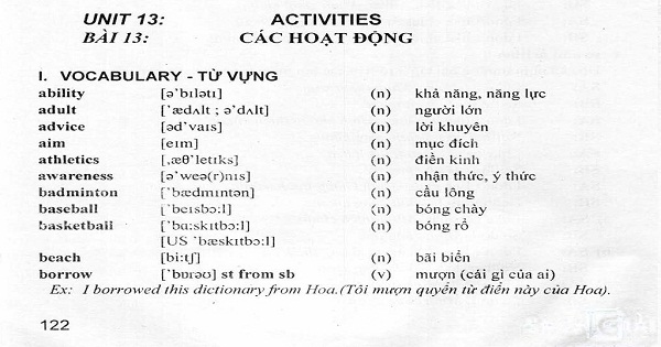 Vocabulary - Phần từ vựng - Unit 13 Tiếng Anh 7