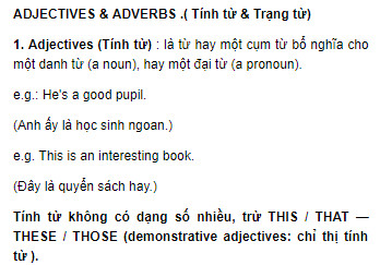 Adjectives & Adverbs ( Tính từ & Trạng từ) Unit 6 Tiếng Anh 9