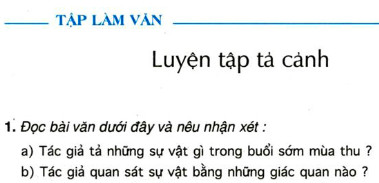 Câu 1, 2 trang 14 SGK Tiếng Việt 5 tập 1